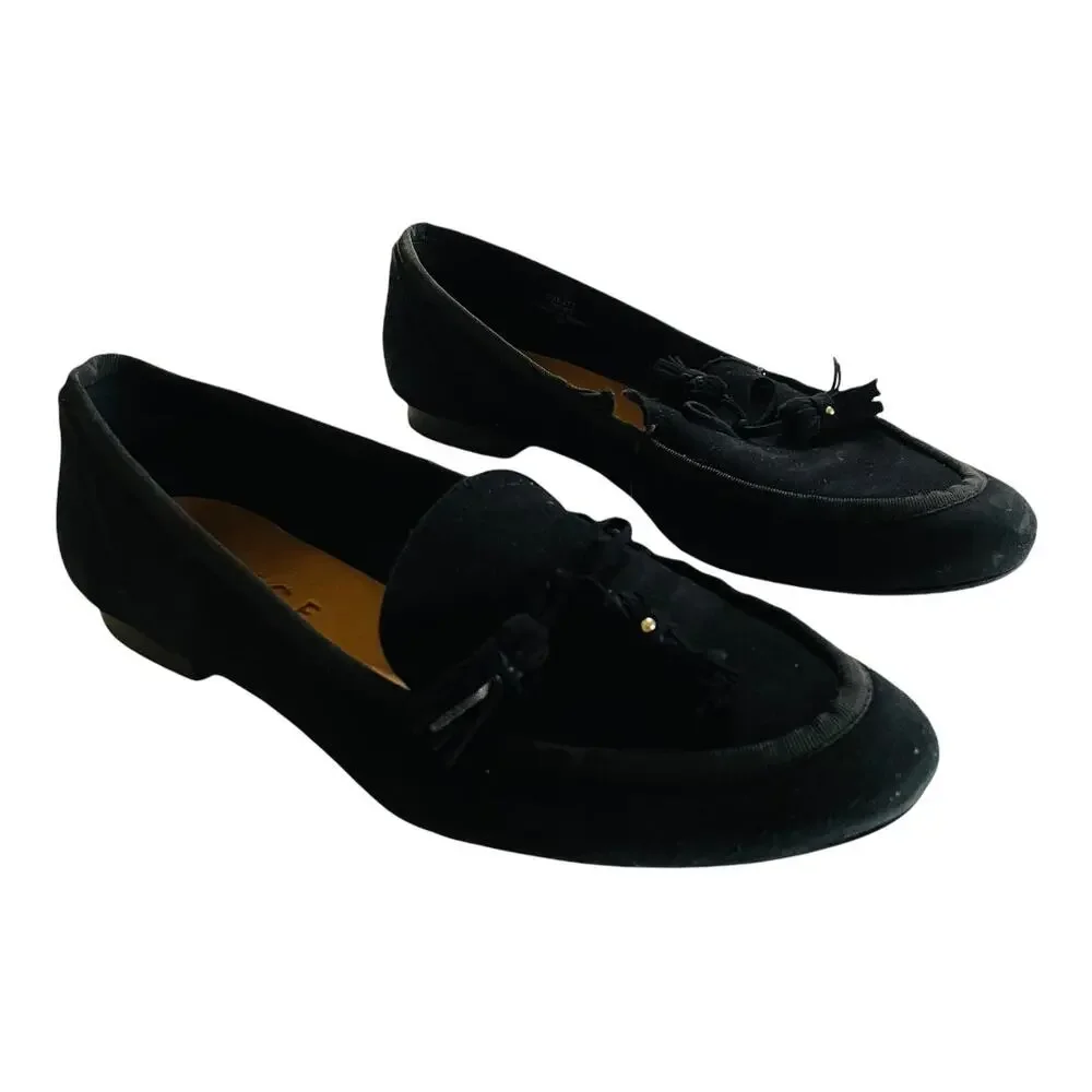Office London Retro Black Leather Suede Loafers Size 39